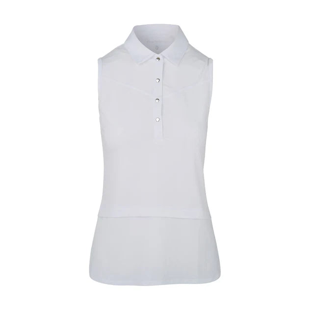 Swing Out Sister Sleeveless Amelia Polo Top in White