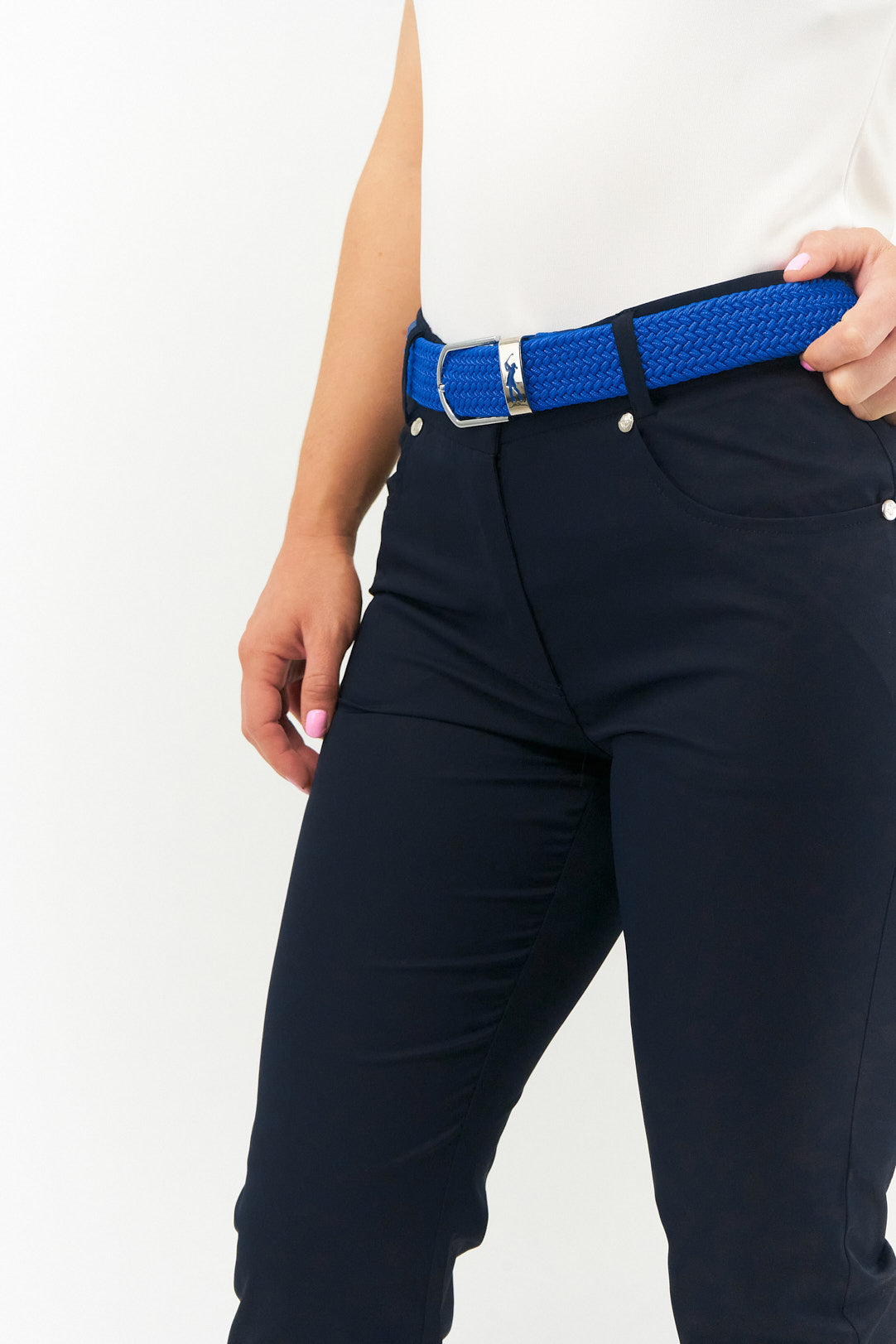 Royal Blue Stretch Webbed Belt with Motif Detail to Buckle