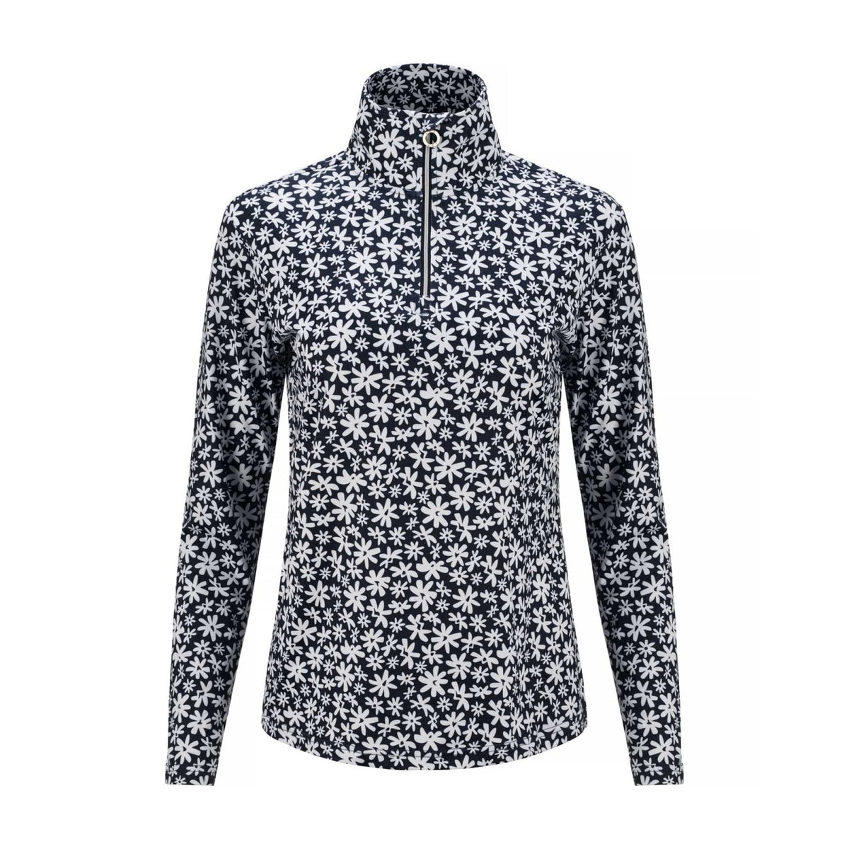 JRB Women's 1/4 Zip Midlayer in Navy Flower Print