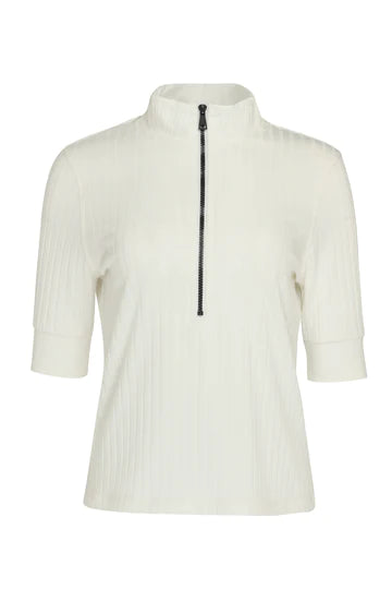 Swing Out Sister Ribbed Zip Neck Polo Top