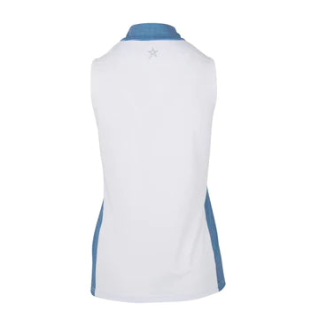 Swing Out Sister Sleeveless White/Gingham Polo Top