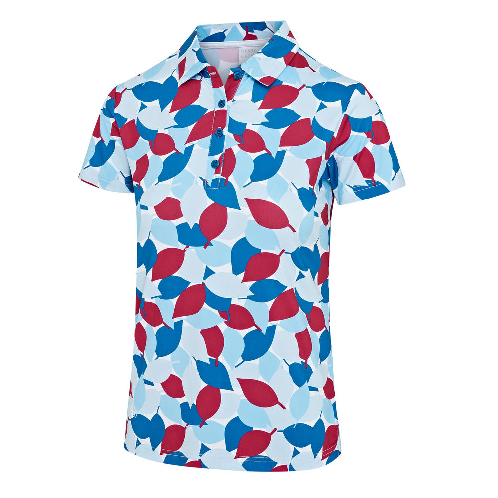 Island Green Full Leaf Print Short Sleeve Polo