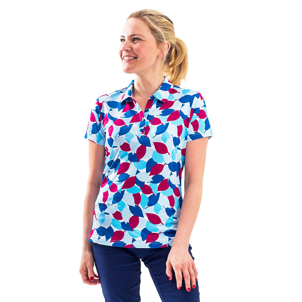 Island Green Full Leaf Print Short Sleeve Polo