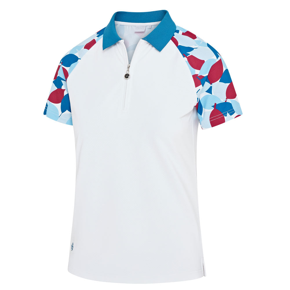 Island Green Leaf Print Short Sleeve Polo