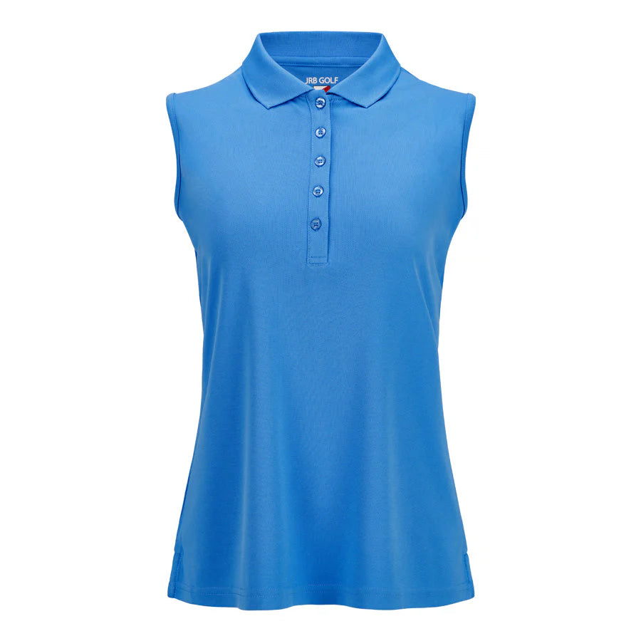 JRB Sleeveless Pique Polo in Azure Blue