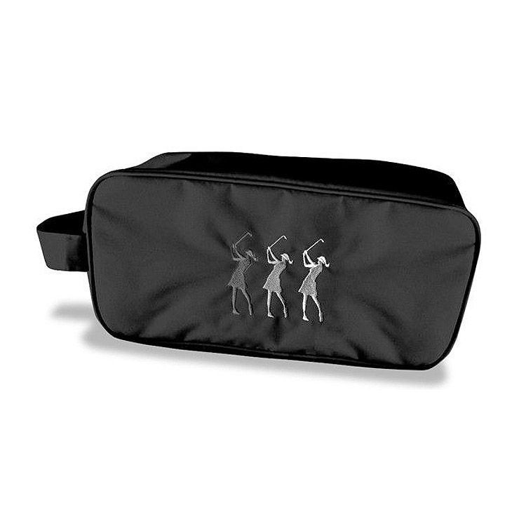 Black Shoe Bag with Lady Golfer on Front