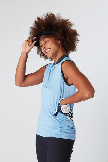 Swing Out Sister Christy Sleeveless Tranquil Blue Polo Top