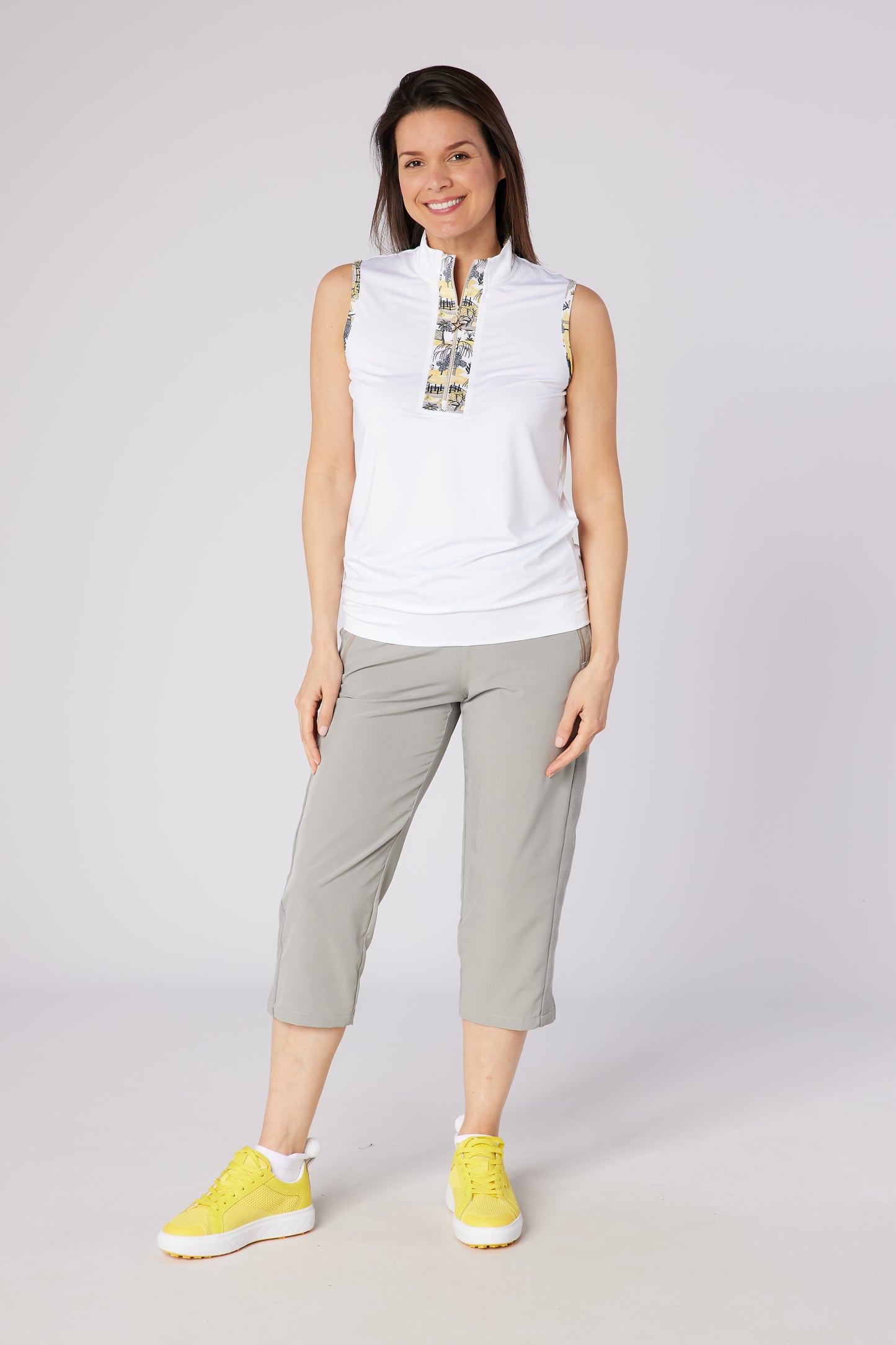 Swing out Sister Oasis Sleeveless Polo in Indian Dawn Print
