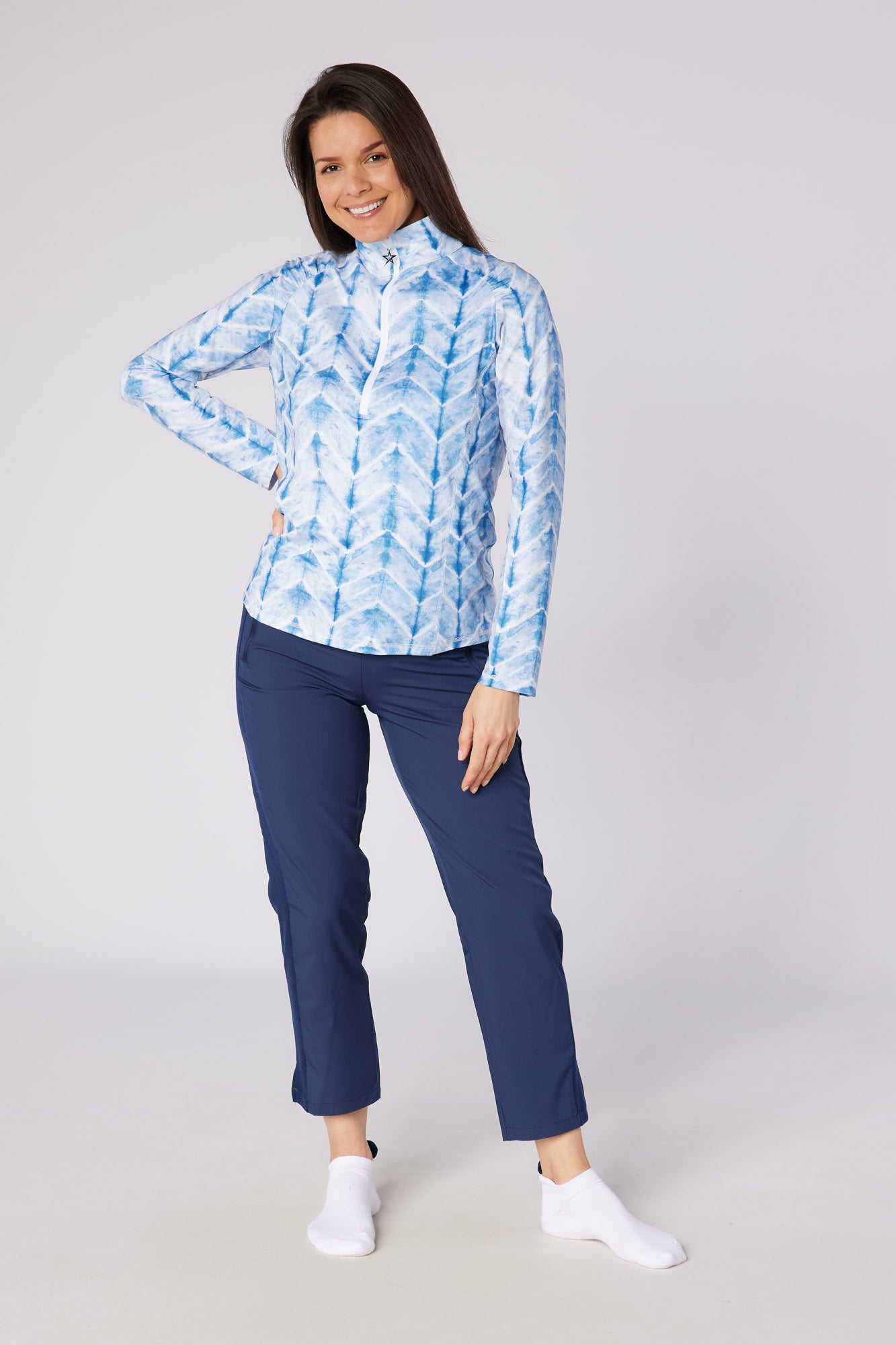 Swing out Sister Sunshine 1/4 Zip Midlayer in Neptune's Breath