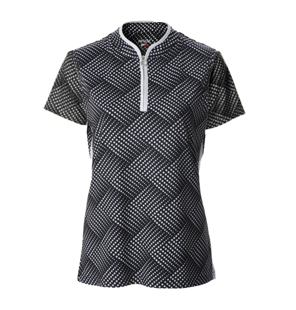 Ladies JRB Navy/White Spot Short Sleeve Polo Top