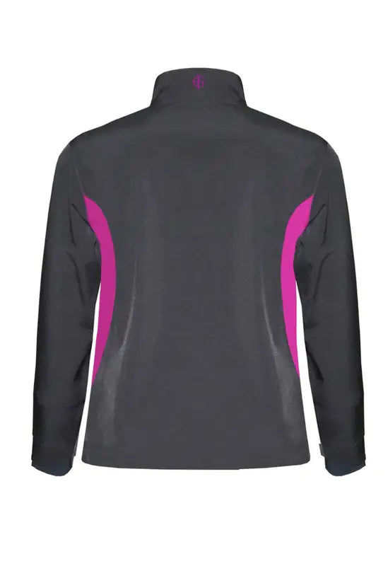 Island Green Ladies Waterproof Jacket in Black with Cerise Detailing
