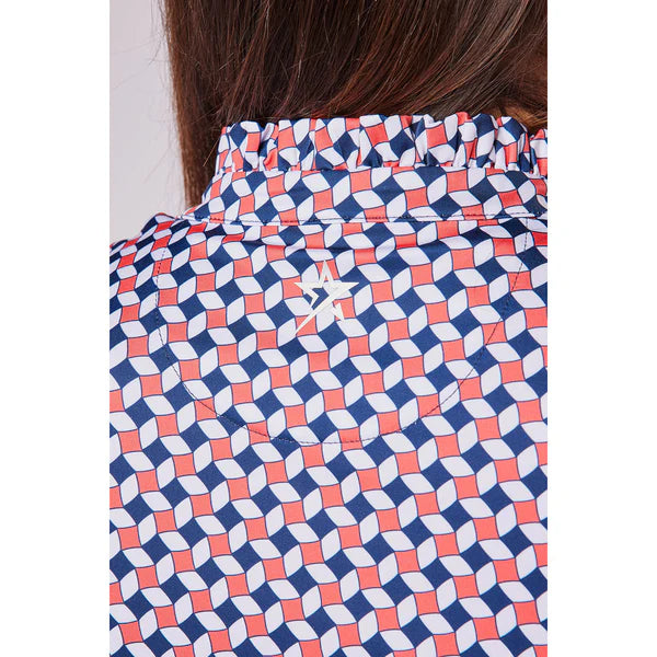 Swing out Sister Leona Cap Sleeve Frill Polo in Jumping Beans