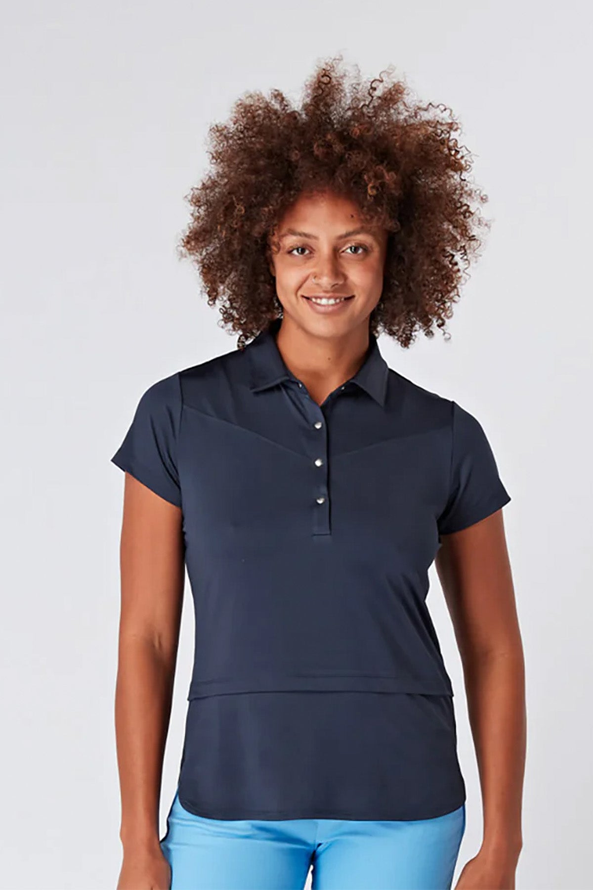 Swing Out Sister Amelie Navy Cap Sleeve Polo Top
