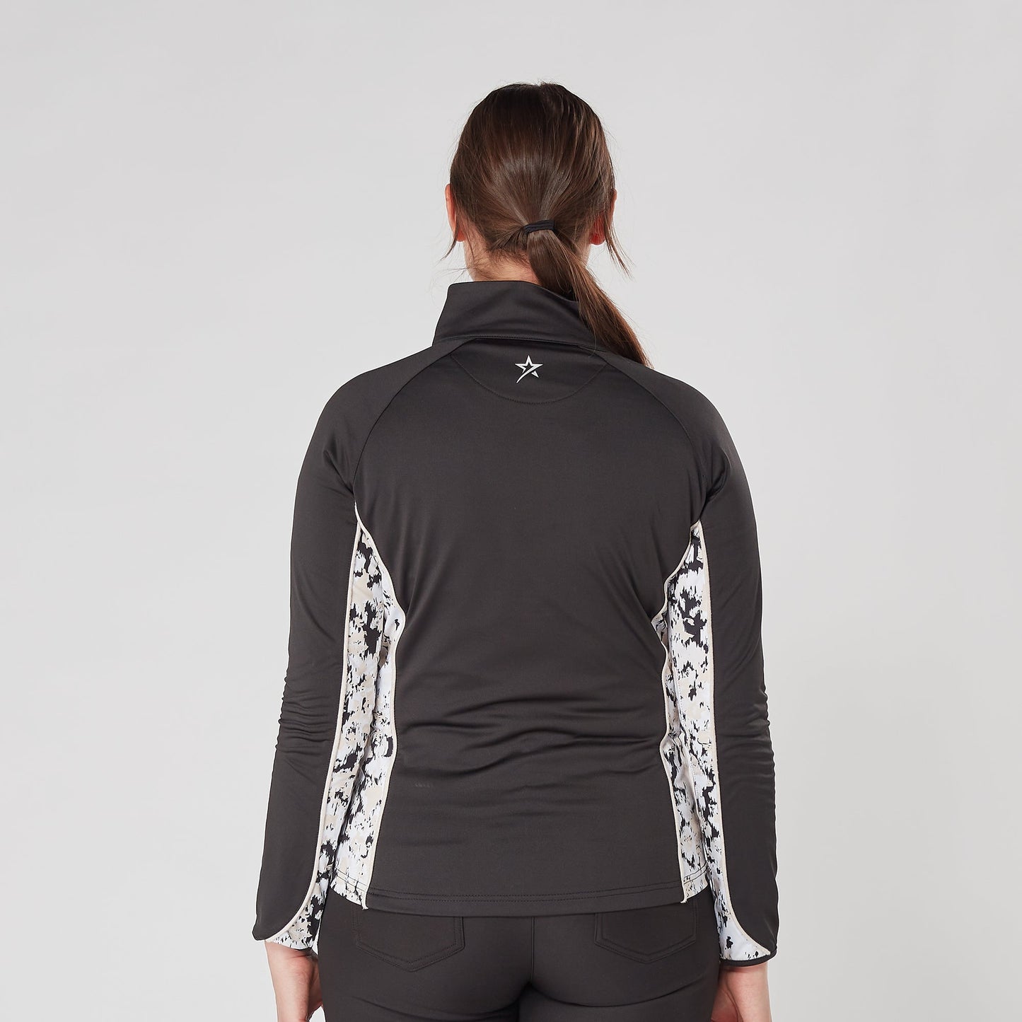 Swing out Sister Maisy 1/4 Zip Midlayer in Black & Sand