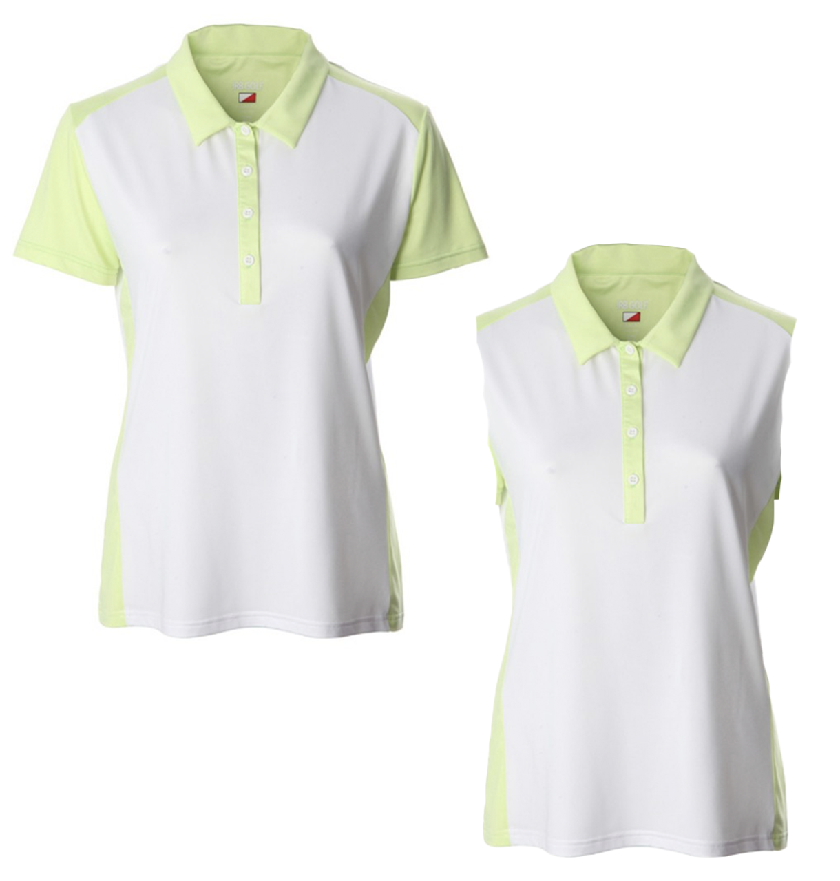 JRB Ladies Sleeveless Lime Green & White Polo Top
