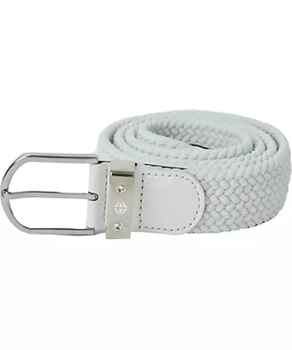White Stretch Webbed Belt with Motif Detail to Buckle