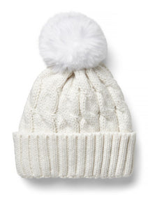 JRB Ladies White Bobble Hat