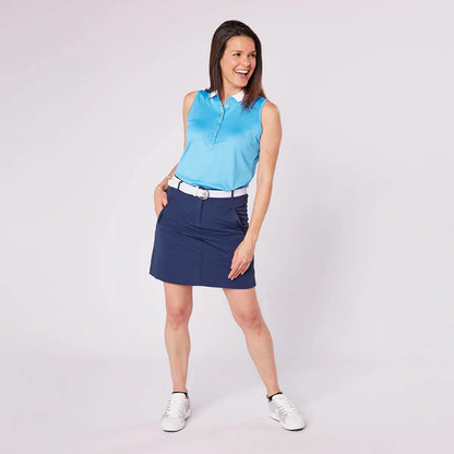 Swing out Sister Pickle Contrast Collar Sleeveless Polo  in Sky Blue
