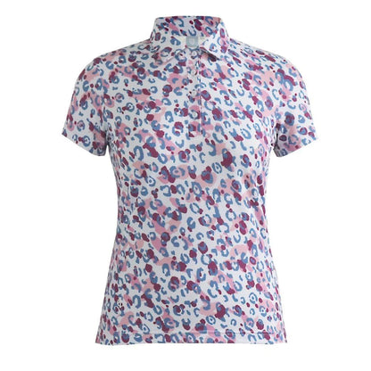 Island Green Short Sleeve Polo Top in Leopard Print