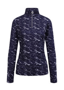 JRB Ladies Quarter Zip Navy/White