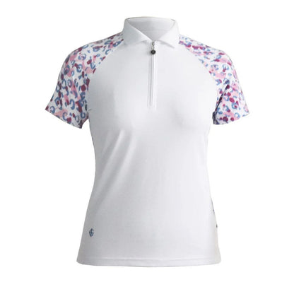 Island Green Short Sleeve Polo Top Leopard Print Sleeves & Back