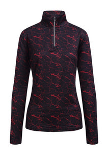 JRB Ladies Quarter Zip Black/Red