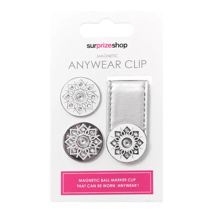 Surprize Metallic Silver Golf Ball Anywhere Clip Set