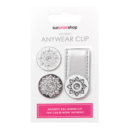 Surprize Metallic Silver Golf Ball Anywhere Clip Set