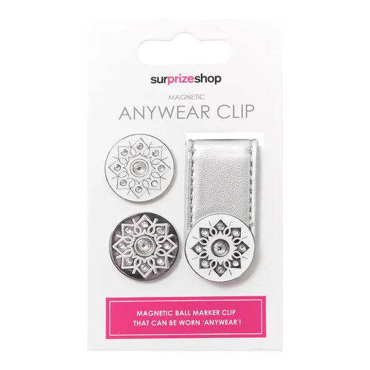 Surprize Metallic Silver Golf Ball Anywhere Clip Set