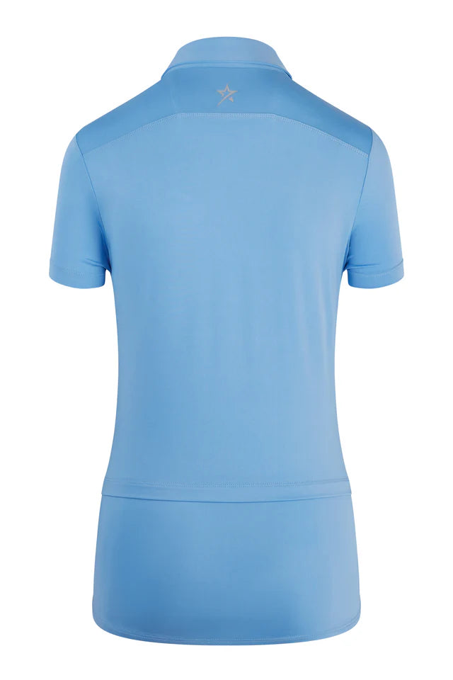 Swing Out Sister Amelie  Cap Sleeve Polo Top in Tranquil Blue