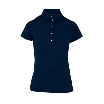 Swing Out Sister Amelie Cap Sleeve Polo Top in Navy