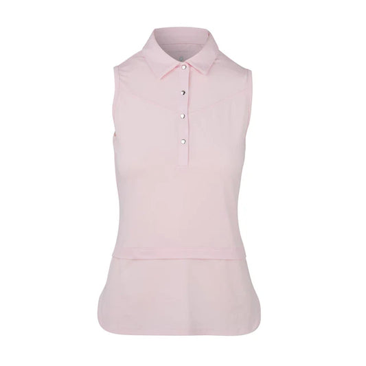 Swing Out Sister Sleeveless Amelia Polo Top in Dusky Pink