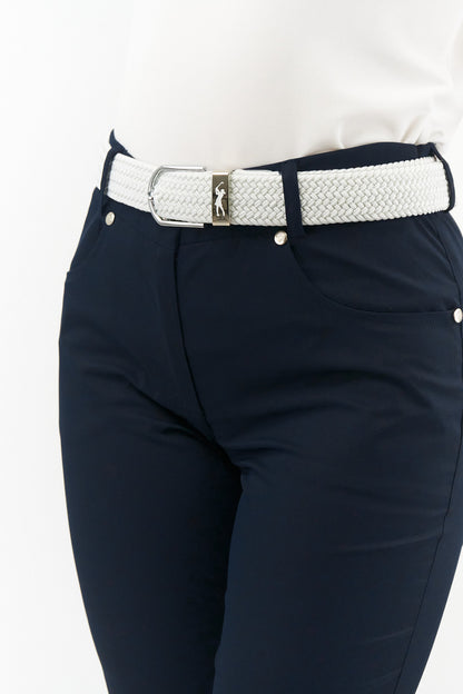 White Stretch Webbed Belt with Motif Detail to Buckle