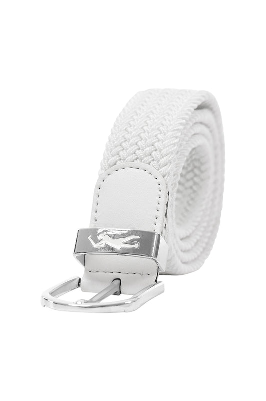 White Stretch Webbed Belt with Motif Detail to Buckle
