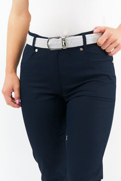 Silver Stretch Webbed Belt with Motif Detail to Buckle