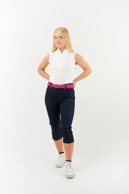 Pink Stretch Webbed Belt with Motif Detail to Buckle