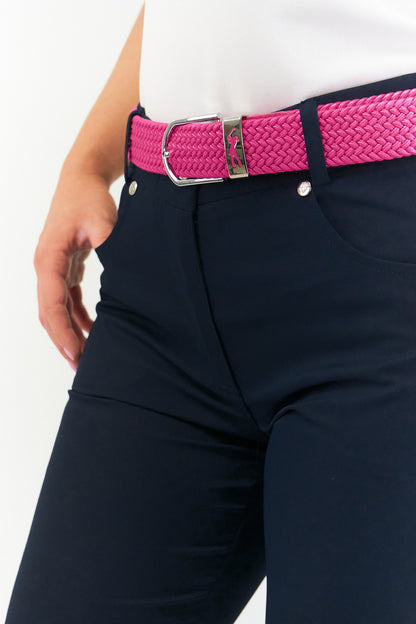 Pink Stretch Webbed Belt with Motif Detail to Buckle