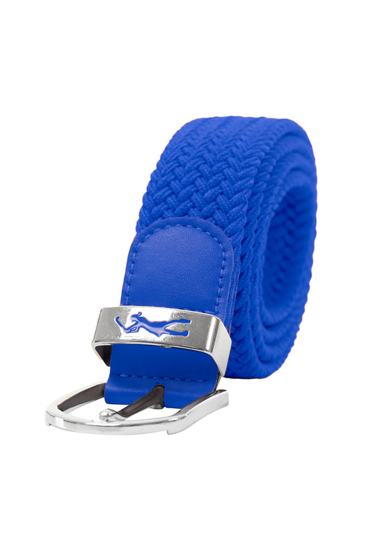 Royal Blue Stretch Webbed Belt with Motif Detail to Buckle