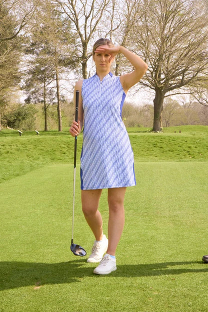 Laura Sleeveless Dress in Tidal Wave Print
