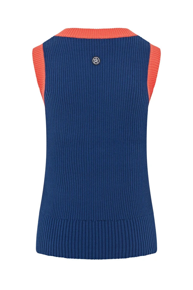 Swing Out Sister Dee Slipover Jumper in Coral and Navy