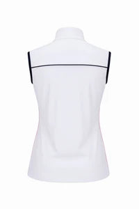 JRB Gilet White with Pink & Black Piping