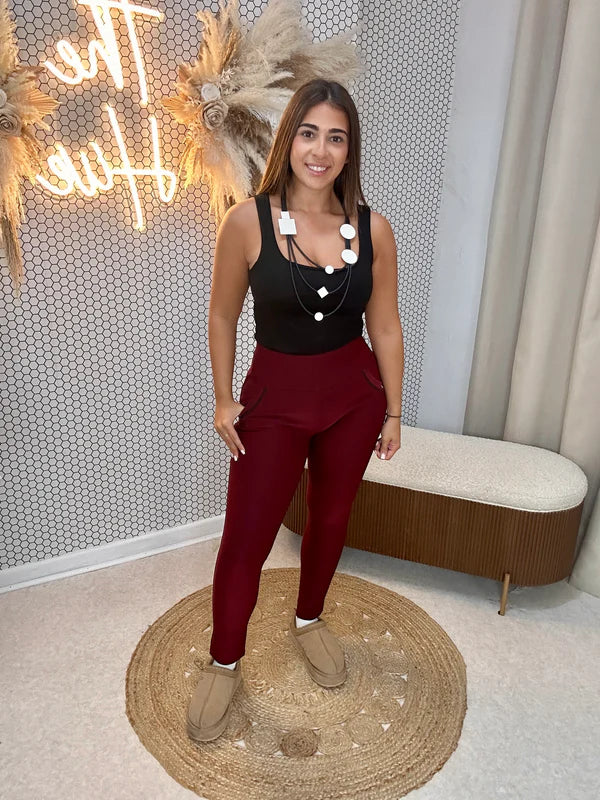 Stretch Leggings in Wine