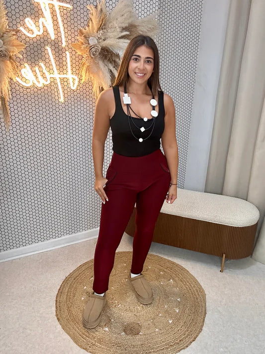 Stretch Leggings in Wine