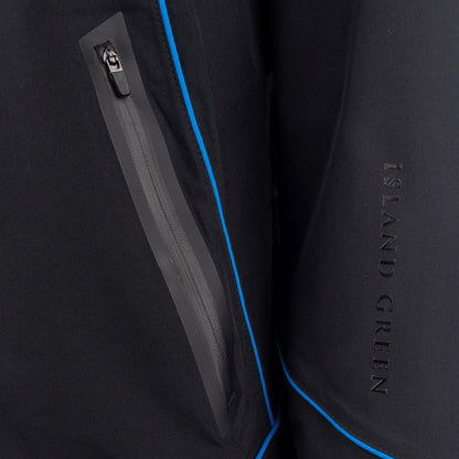 Island Green Ladies Waterproof Jacket in Black with Blue