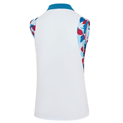 Island Green Leaf Print Sleeveless Polo
