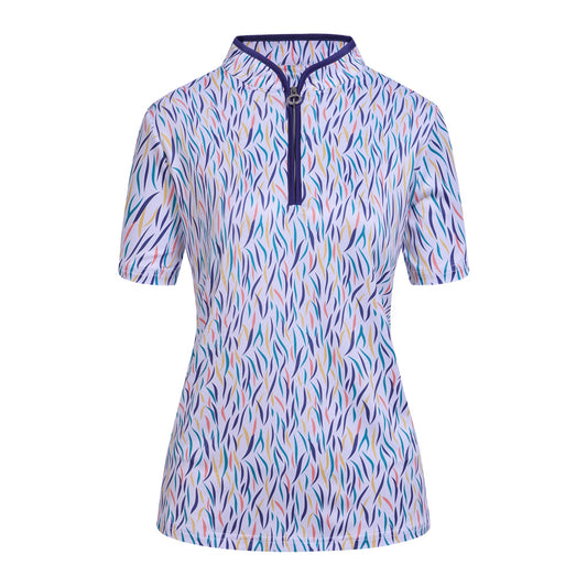 JRB Short Sleeved Polo Top in Blue Print