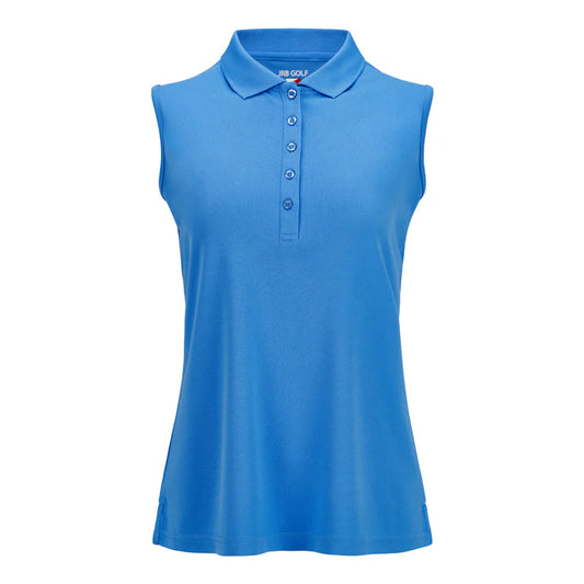 JRB Sleeveless Pique Polo in Azure Blue
