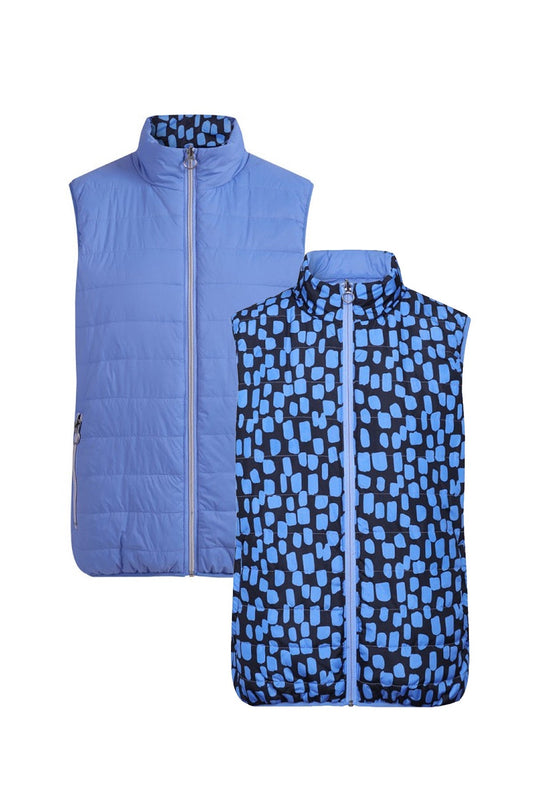 JRB Ladies Reversible Quilted Gilet Cornflower/Cornflower Print