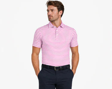 Justin Stripe Polo Super Pink