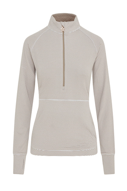 Swing out Sister Lottie Stripe 1/4 Zip Top in Elephant & White